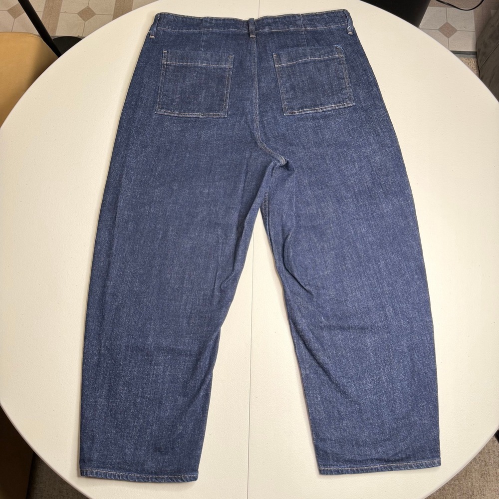 Old Navy Womens High-Rise Barrel Leg Jeans Dark Wash Indigo Size 16 Wide Leg - Picture 9 of 9